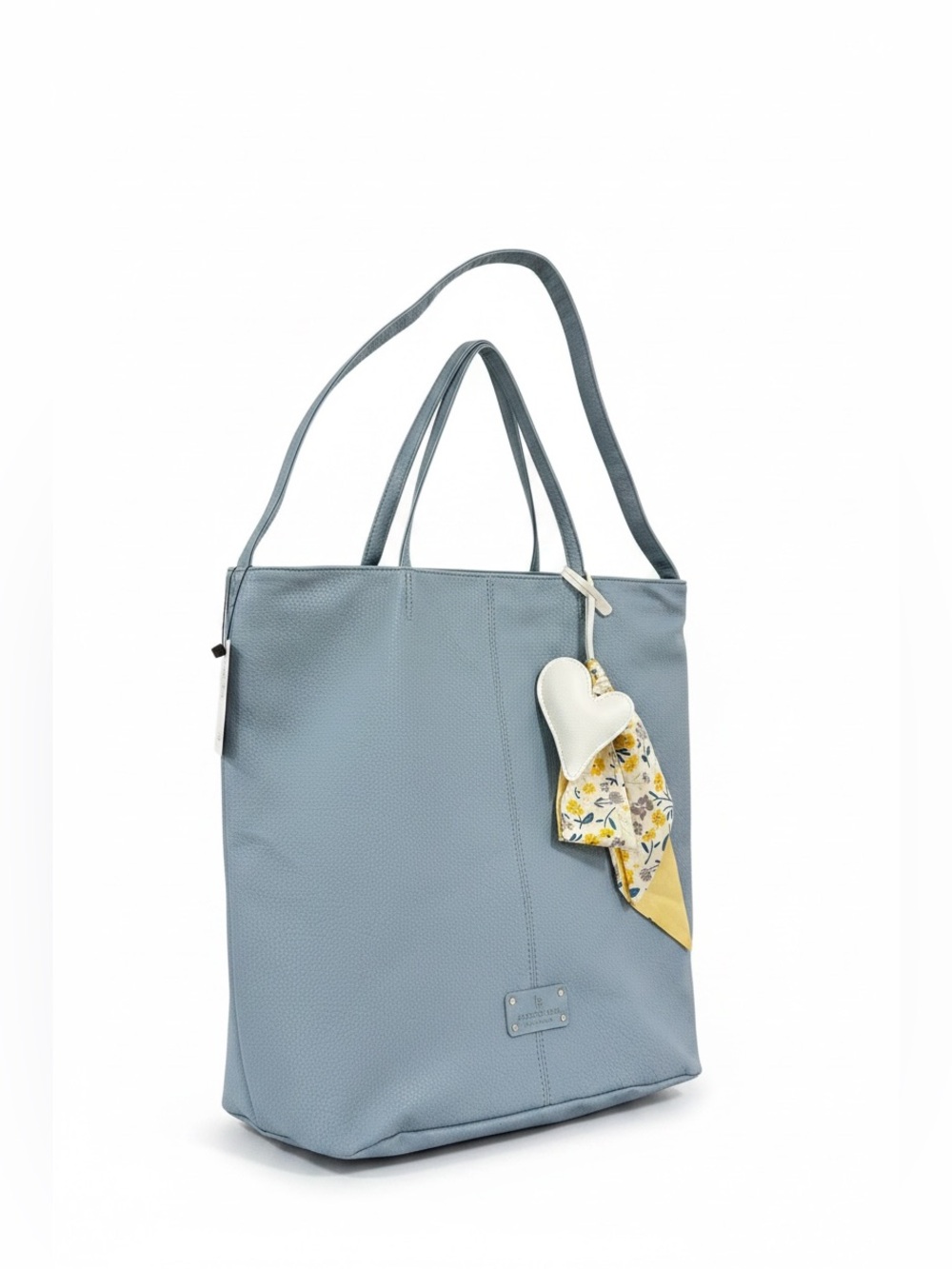 London Fog Powder Blue Tote with Floral Scarf Charm
